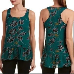 Cabi Zoe Falling Flower Sleeveless Peplum Blouse Top
